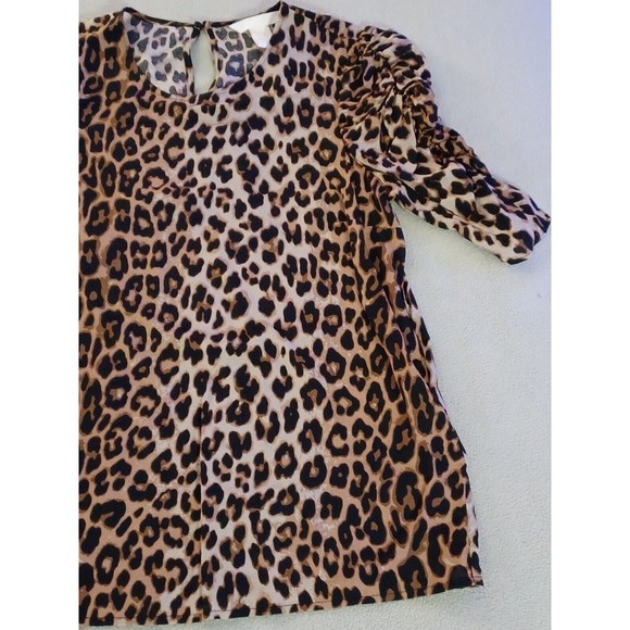 H&M womens cheetah animal print short sleeve blouse size XXS oversized - Picture 4 of 8